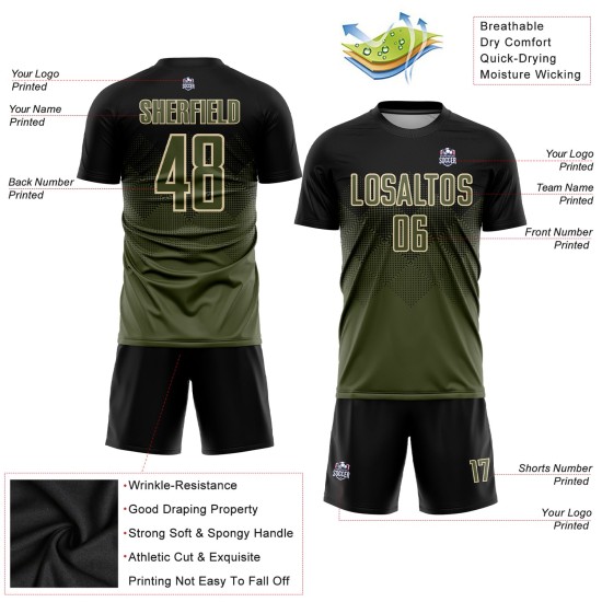Custom Black Olive-Cream Sublimation Uniform Jersey Custom Black Olive-Cream Sublimation Uniform Jersey
